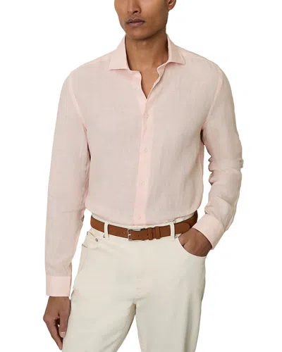 Reiss Ruban Long Sleeve Button Front Shirt In Prep Pink