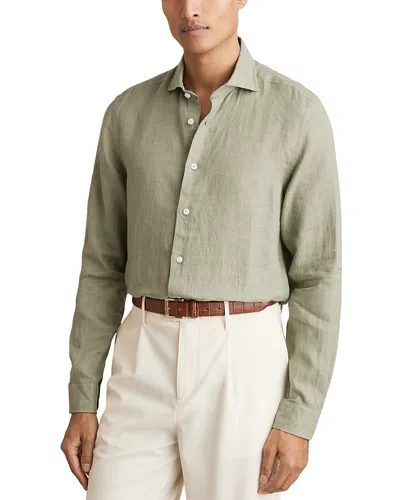 Reiss Ruban Long Sleeve Button Front Shirt In Thyme Green