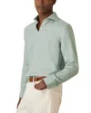 Reiss Ocean Green Linen Striped Cutaway-collar Shirt In Ocean Green