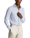 Reiss Mens Soft Blue Herri Ruban Striped Regular-fit Linen Shirt In Soft Blue
