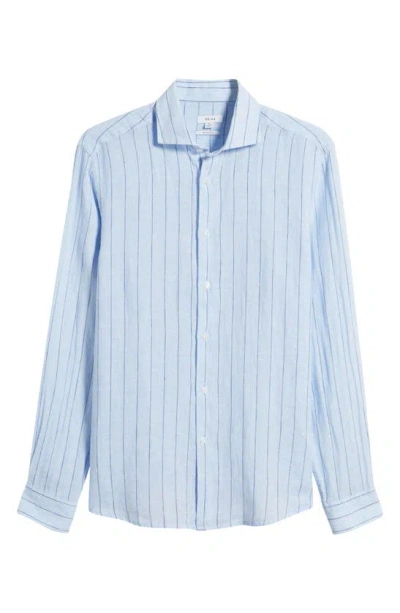 Reiss Ruban Pinstripe Linen Button-up Shirt In Blue Pinstripe