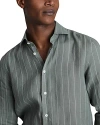 Reiss Sage Stripe Linen Button-through Shirt In Sage Pin Stripe