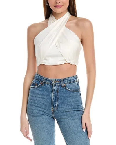 Reiss Womens White Ruber Halter-neck Woven Top