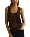 Reiss Womens Ruby Sleeveless Stretch-silk Top Chocolate In Chocolate
