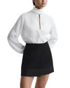 Reiss Black Ruby Satin Trim Mini Skirt In Black