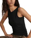 Reiss Ruched Side Jersey Tank Top In Black