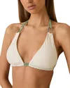 Reiss Womens White Green Rue Triangle Bikini Top In White