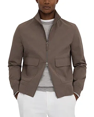 Reiss Brown Rufus Funnel Neck Zip-through Jacket In Brown