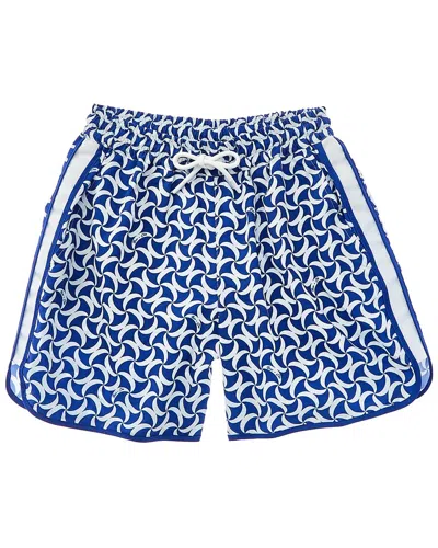 Reiss Runner Ché Printed Drawstring Swim Short In Blue