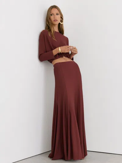 Reiss Stretch Jersey Maxi Skirt In Burgundy