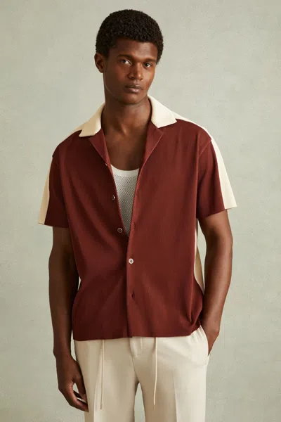 Reiss Castro-ss Cuban Button Th In Burgundy
