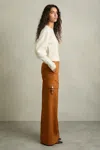 Reiss Rust Wide-leg Combat Trousers With Cotton In Rust