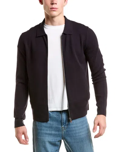 Reiss Ryan Zip Through Knit Sweater In Purple