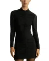 Reiss Womens Black Sabrina Mesh-panel Wool-blend Midi Dress In Black