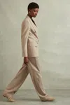 Reiss Neutral Petite Wool Double Breasted Suit Blazer