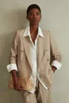 Shop Reiss Neutral Wool Double Breasted Suit Blazer