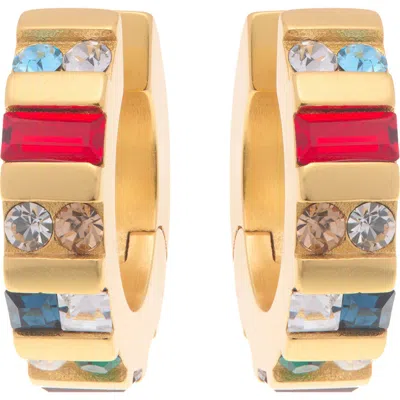 Reiss Sadie Crystal Huggie Hoop Earrings In Gold Tone/multi Crystal