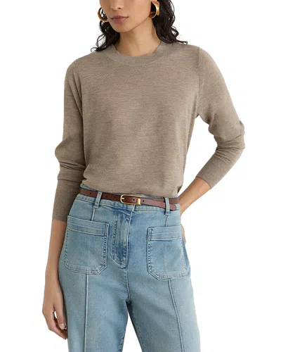 Reiss Sadie Merino Wool Crewneck Sweater In Brown