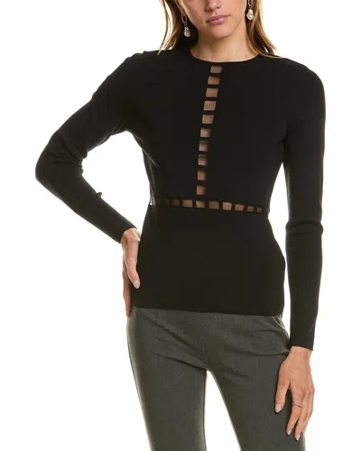Reiss Sadie Mesh Panel Fitted Top In Black