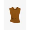 Reiss Kids' Tan 9-13 Yrs Cotton Jersey Cap Sleeve Ruched Top