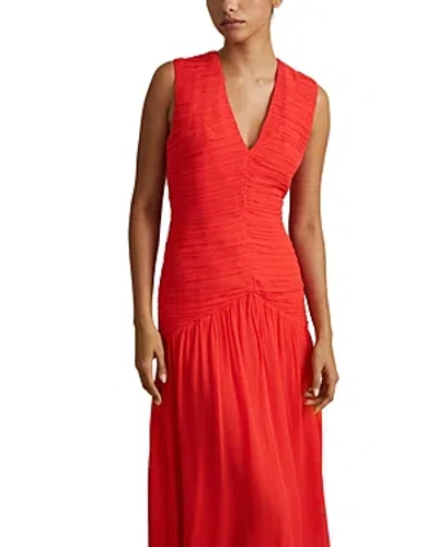 Reiss Saffy Ruched Bodycon Dress In Coral