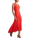 Reiss Coral Saffy Ruched Bodycon Midi Dress In Red
