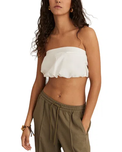 Reiss Ivory Cotton-blend Bandeau Puffball Top In White