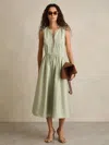 Reiss Liza Cotton Dress In Green