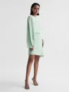 Reiss Sage Christy Cape Sleeve Asymmetric Mini Dress In Green