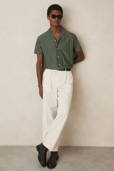REISS SAGE COTTON TEXTURED CUBAN-COLLAR SHIRT