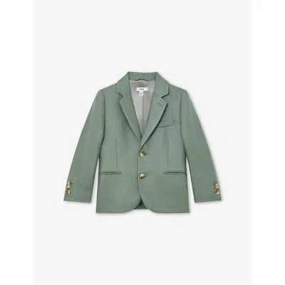 Reiss Kids' Sage Green Atlantic Single-breasted Linen Blaz