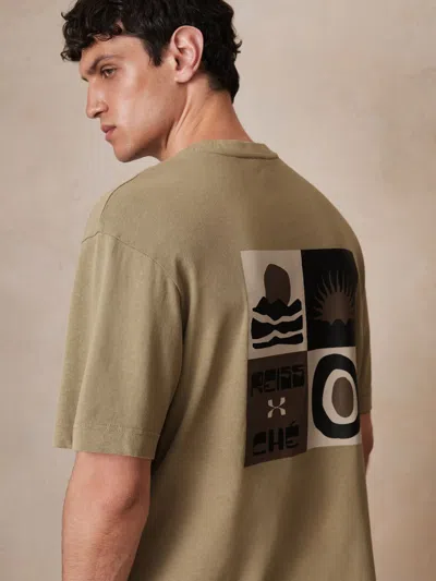 Reiss Sage Green | Ché Cotton-linen Sunset T-shirt