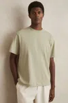 Reiss Sage Green Cotton Garment-dyed Oversized T-shirt