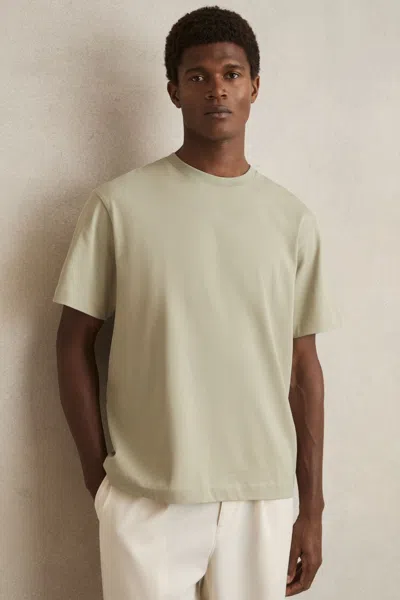 Reiss Sage Green Cotton Garment-dyed Oversized T-shirt
