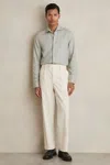 Reiss Sage Green Cotton-piqué Garment-dyed Shirt