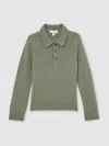 Reiss Sage Green Deansgate 13-14 Yrs Wool And Cashmere Polo Jumper In Green