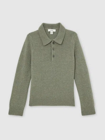 Reiss Kids'  Sage Green Deansgate 13-14 Yrs Wool And Cashmere Polo Jumper