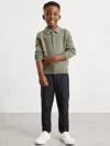 Reiss Kids'  Sage Green Deansgate 3-9 Yrs Wool And Cashmere Polo Jumper