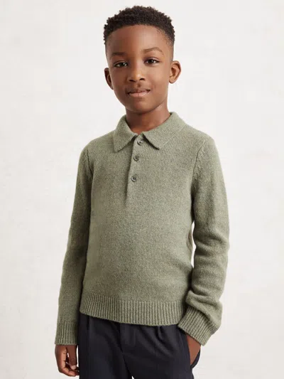 Reiss Kids'  Sage Green Deansgate 9-13 Yrs Wool And Cashmere Polo Jumper