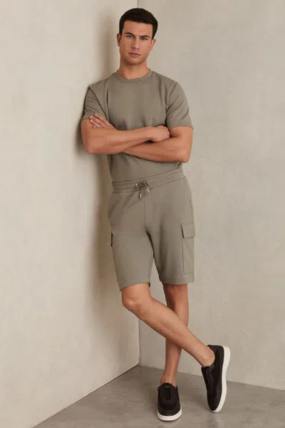 Reiss Sage Green Interlock Cargo Shorts