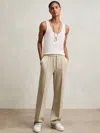 Reiss Sage Green Interlock Pintuck Drawstring Joggers In Green