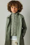 REISS SAGE GREEN LOGAN 9-13 YRS GABARDINE COAT WITH REMOVABLE GILET