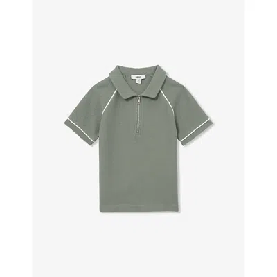 Reiss Kids' Lolland Textured Cotton Polo Shirt 9-13