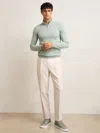 Reiss Sage Green Melange Merino Wool Half-zip Jumper