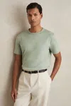 Reiss Sage Green Mercerised-cotton Crew-neck T-shirt