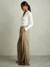 Reiss Sage Green Petite Wide-leg Side-zip Trousers