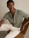Reiss Royce Short Sleeve Cuban Hexagon Pointelle Shirt In Green