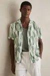 Reiss Taro Textured Printed Cuban Shirt