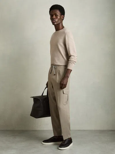 Reiss Sage Green Relaxed Drawstring Cargo Trousers