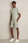 Reiss Sage Green Textured Crew-neck T-shirt